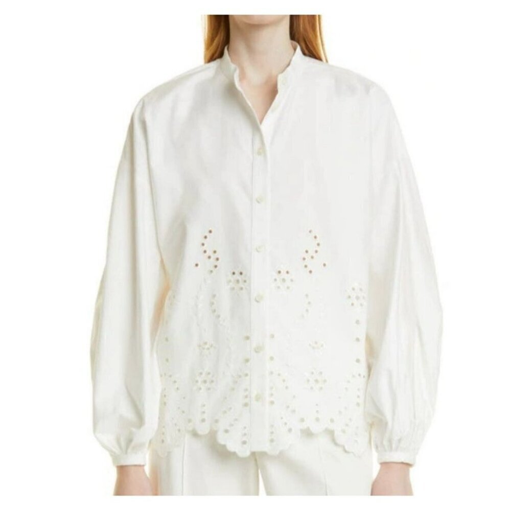 Ted Baker ITALA Cut Out Eyelet Embroidered Blouse Shirt Oversize $225 5 14 NWT